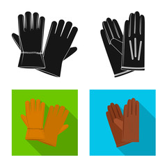 Vector illustration of glove and winter logo. Collection of glove and equipment stock symbol for web.