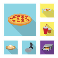 Vector illustration of pizza and food icon. Collection of pizza and italy vector icon for stock.