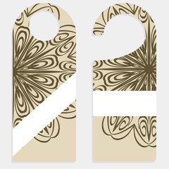 Set of door hangers isolated on white background. Door hanger with floral mandala ornament. Vector illustration