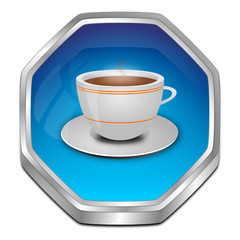 Button with a Cup of Coffee - 3D illustration