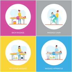 Back Massage and Apparatus Equipment Set Vector