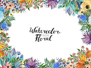 Watercolor Flower Border
