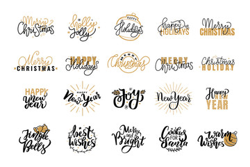 Merry Christmas Festive Lettering Icons and Signs