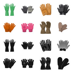Isolated object of glove and winter logo. Collection of glove and equipment stock vector illustration.
