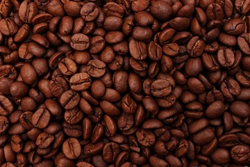 roasted coffee beans, coffee, aromatic food and drinks, top view