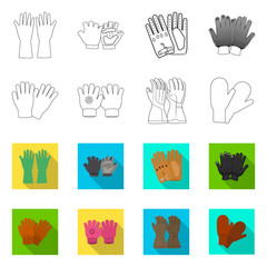 Isolated object of glove and winter icon. Set of glove and equipment stock symbol for web.