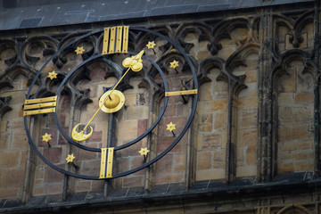 Prague, Czech Republic - .Clock Tower of St. Vitus Cathedral