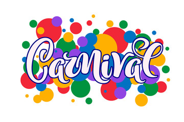 Fototapeta na wymiar Carnival hand drawn lettering for Brasil carnaval, Mardi Gras, Spain carnival festival concept for celebration poster, banner, logo, icon, printing. Vector typography isolated, without background