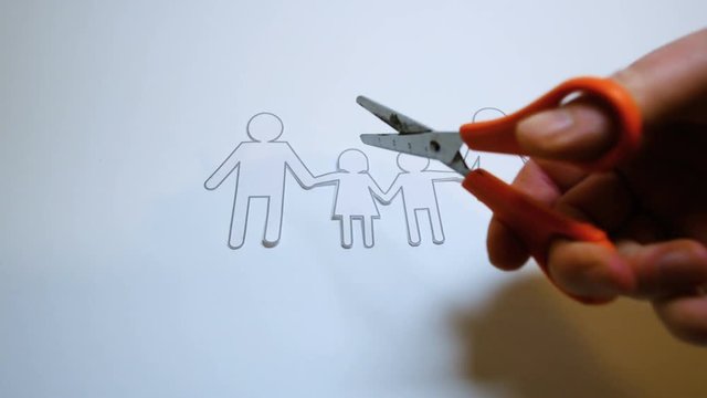 footage suitable to explain the dramatic and difficult situation of a separation of two parents in a synthetic and symbolic way