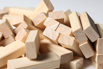 stack of wooden block on white background