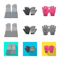 Vector illustration of glove and winter sign. Set of glove and equipment stock vector illustration.