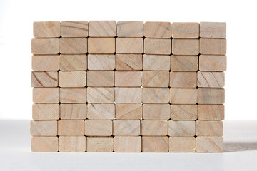 wooden blocks wall on white background