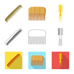 Vector design of brush and hair icon. Collection of brush and hairbrush vector icon for stock.