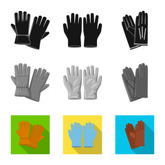 Vector design of glove and winter symbol. Collection of glove and equipment vector icon for stock.