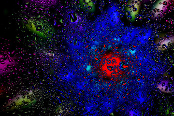 abstract waterdrops on the glass surfase with bright