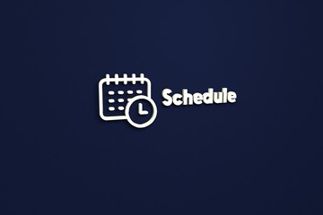 Text Schedule with yellow 3D illustration and blue background