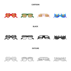 Vector illustration of glasses and sunglasses symbol. Collection of glasses and accessory stock vector illustration.