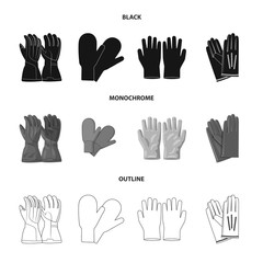 Vector design of glove and winter icon. Set of glove and equipment stock vector illustration.