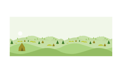 Nature landscape at day time, summer vacation, hiking and camping vector Illustration