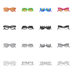 Vector illustration of glasses and sunglasses symbol. Collection of glasses and accessory vector icon for stock.