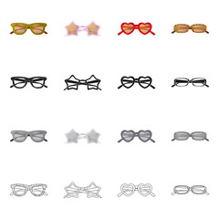 Vector design of glasses and sunglasses logo. Set of glasses and accessory vector icon for stock.