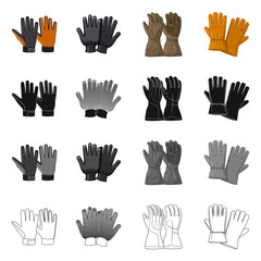 Vector design of glove and winter logo. Collection of glove and equipment vector icon for stock. - obrazy, fototapety, plakaty