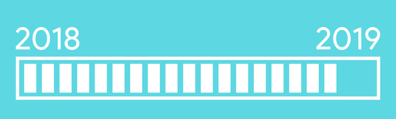 pixelated progress bar year 2018 to 2019 loading vector illustration