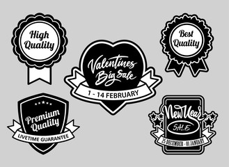 Valentine's and event sale, best quality badges black and white good use for logo, symbol, sign, or any design you want.