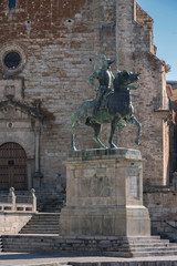 Equestrian statue of the conquistador Francisco Pizarro, the work of the American sculptor Charles Cary Rumsey, located on a granite pedestal in the main square of the city, Trujillo, Caceres, Spain