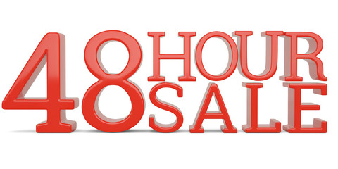 48 hour sale text isolated on white background 3D illustration.