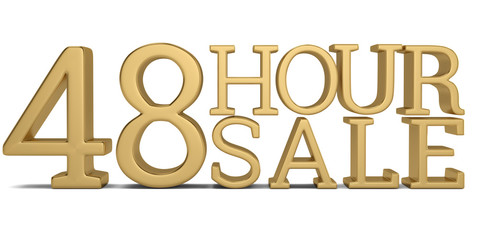 48 hour sale text isolated on white background 3D illustration.
