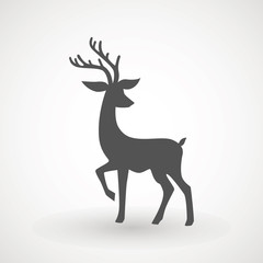 Deer running silhouette , Reinder icon design for Xmas cards, banners and flyers, vector illustration isolated on white background. Logo template. Elk logotype. Hunting.