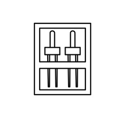 Black & white illustration of sewing machine double twin needles. Vector line icon. Isolated object