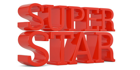 Super star text isolated on white background 3D illustration.