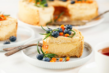 Homemade cottage cheese pie