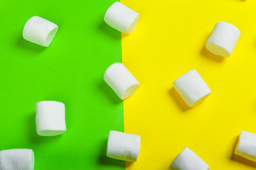 minimal sweet marshmallow on color background