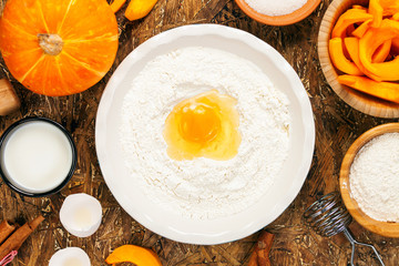 Ingredients for pumpkin pie