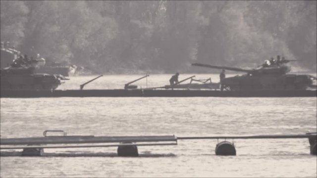 Pontoon Bridge -Armored Platoon Crossing the River