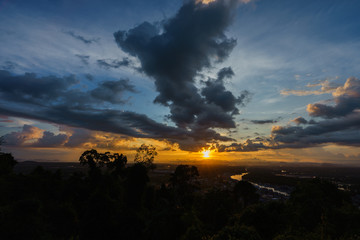 Sunset at a scenic spot in Chumphon Thailand.