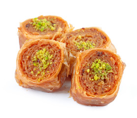 Turkish Ramadan Dessert Baklava isolated on white