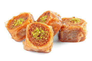 Turkish Ramadan Dessert Baklava isolated on white