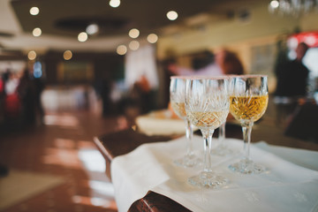 wine glasses on a table