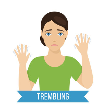 Common symptom of panic disorder - trembling. Vector