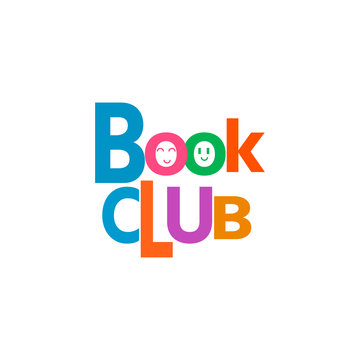 Design for logo of book club, badge for invitation and promo, logo,  flyer, cover or posters. A brand for an online store. Vector illustration.