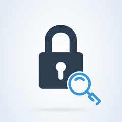 lock and magnifier vector icon. security password search