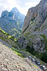 Fototapeta na wymiar The Cares Gorge (Rio Cares) and Cares Trail (Ruta del Cares), Picos de Europa, Asturias, Spain.