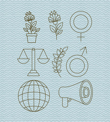 human rights and peace set icons