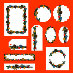 corporate style blank templates of cards, business card, banner, tag with a hand drawn christmas motif