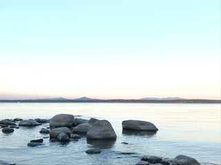 Fototapeta na wymiar Summer dusk Lake Champlain