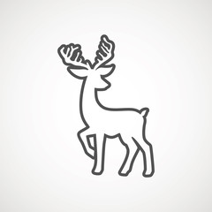 Reindeer line icon. Deer running silhouette , Reindeer icon design for Xmas cards, banners and flyers, vector illustration isolated on white background. Logo template. Elk logotype. Hunting